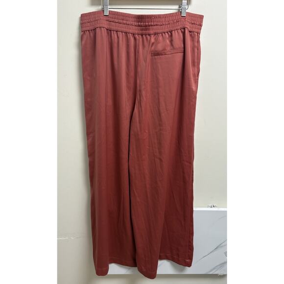 Who What Wear Women’s XL Rust Wide Leg Pants High Rise Elastic Waist Satin Look - Picture 2 of 6